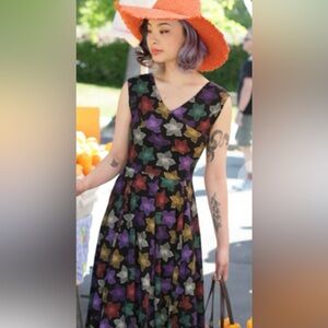 Effie's Heart. “The Gala Dress”. Multicolor Sea-Star Print Midi Dress.